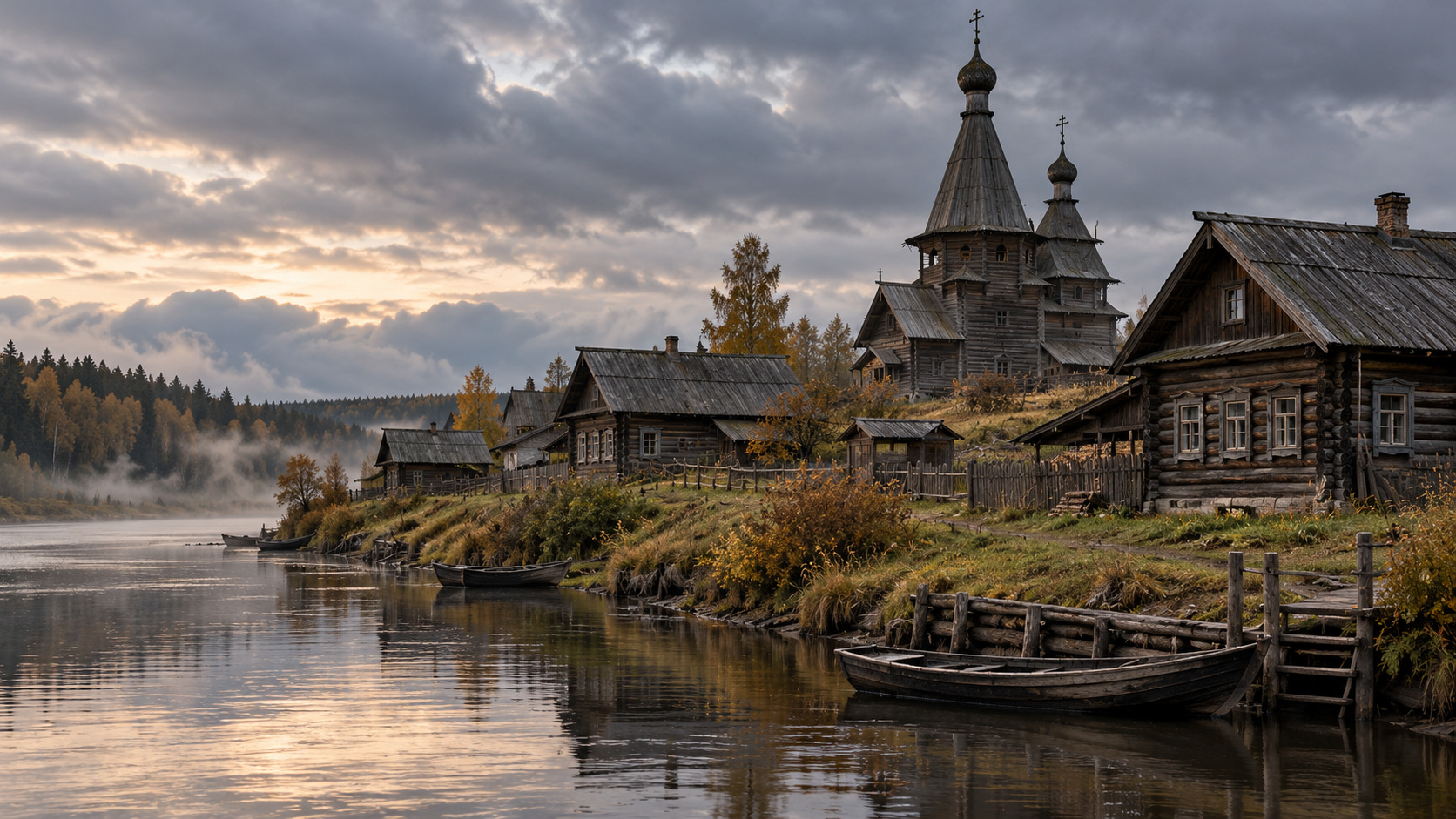 Северная деревня у реки